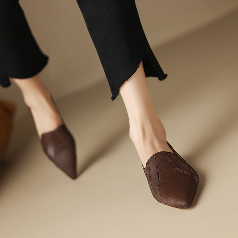 Womens Flats Genuine Leather Slip-On Style