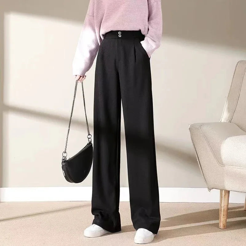 Mens Wool Straight Leg Pants Comfortable Fit