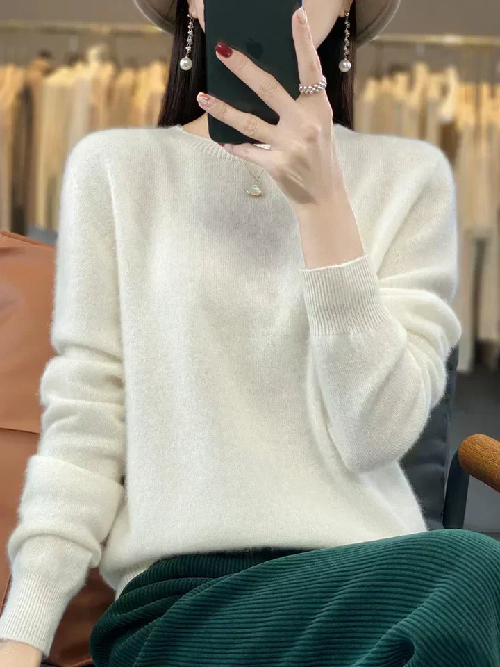 Womens Merino Wool Sweater O-Neck Soft Fit