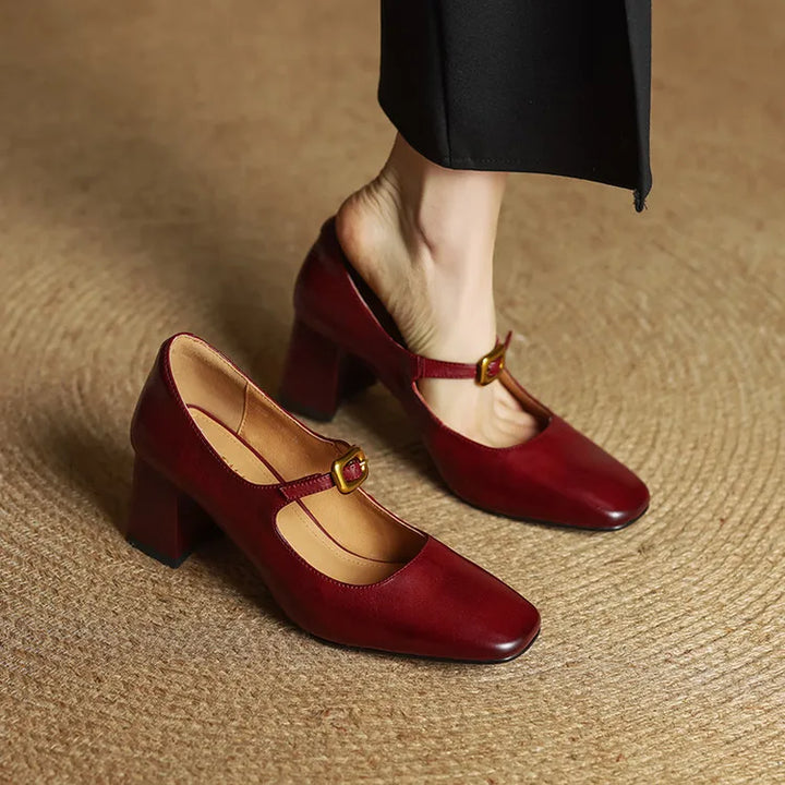 Womens Genuine Leather Heels Classic Fit - BritishMode