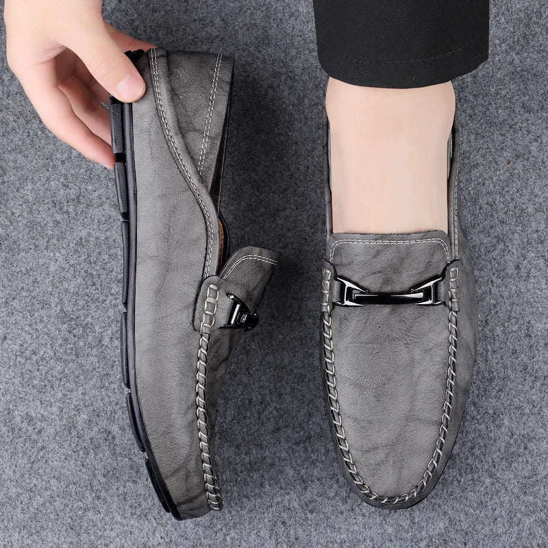 Mens Loafers Genuine Leather Slip-On