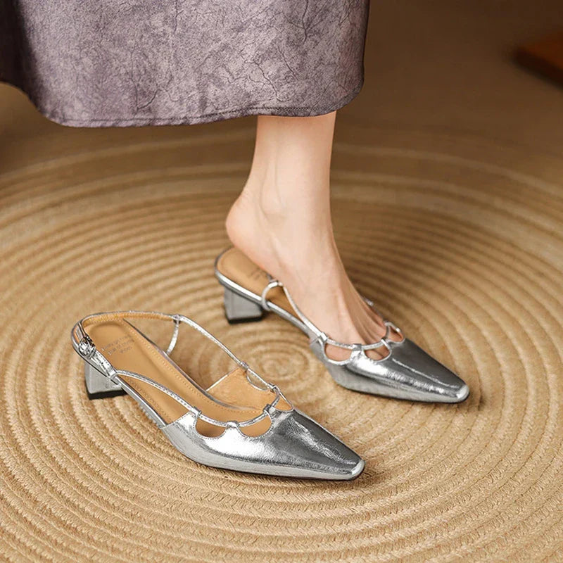 Womens Genuine Leather Slingback Shoes