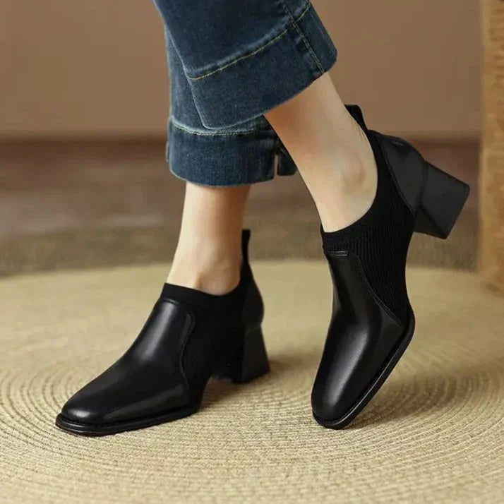 Womens Ankle Boots Leather Slip-On