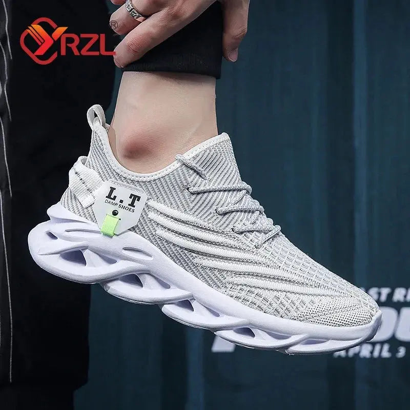 Mens Running Sneakers Breathable Mesh Shock Absorbing Sole