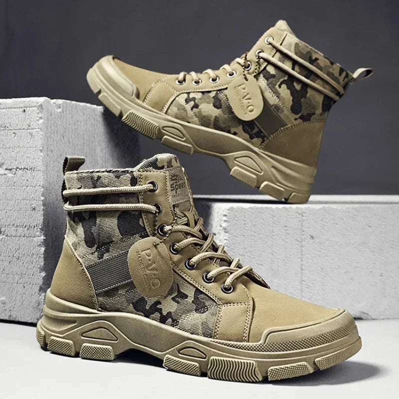 Mens Tactical Work Boots Lace-Up Durable - BritishMode