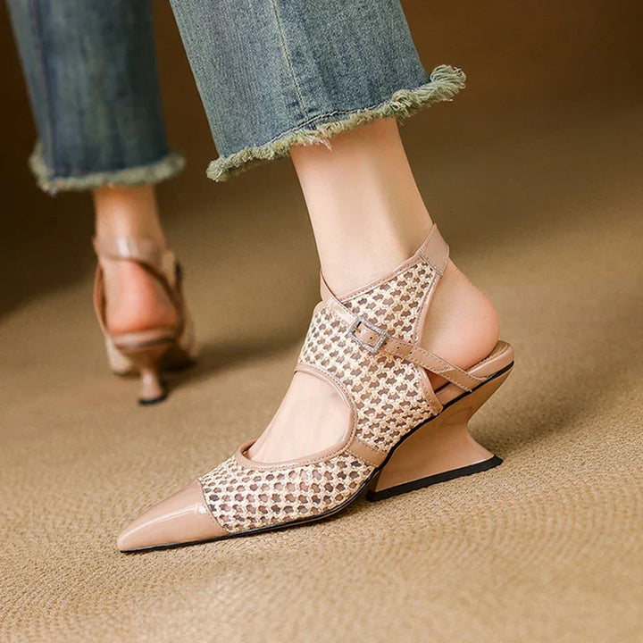 Womens Slingback Shoes Genuine Leather Velour