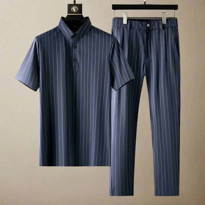 Mens Polo Shirt and Trousers Cotton Smart Casual Set