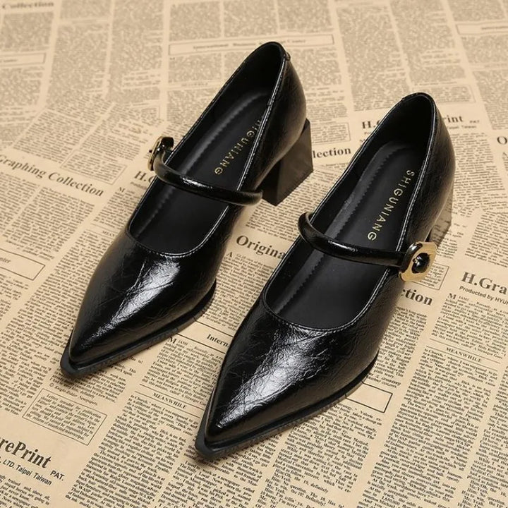 Womens Block Heel Shoes with Adjustable Strap