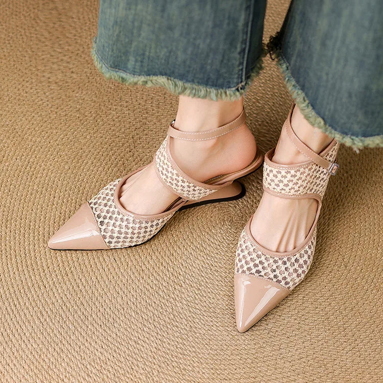 Womens Slingback Shoes Genuine Leather Velour