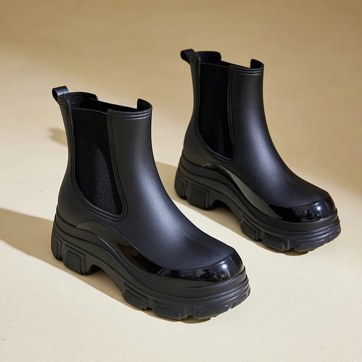Womens Ankle Boots Chunky Sole Slip-On