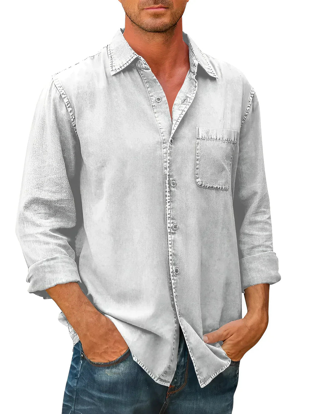 Mens Shirt Breathable Blend Relaxed Fit