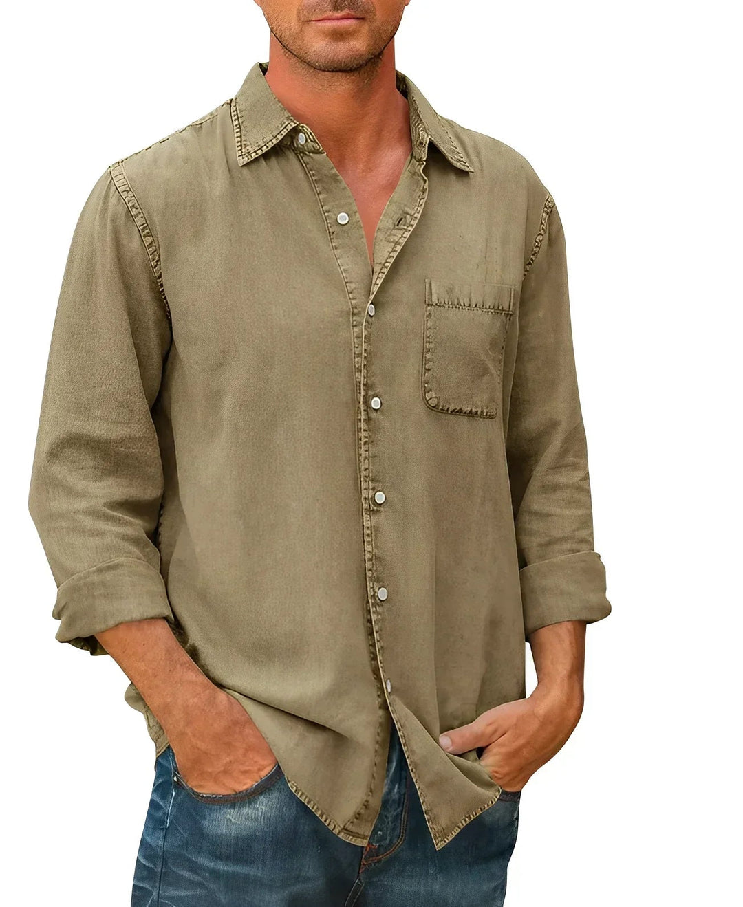 Mens Shirt Breathable Blend Relaxed Fit