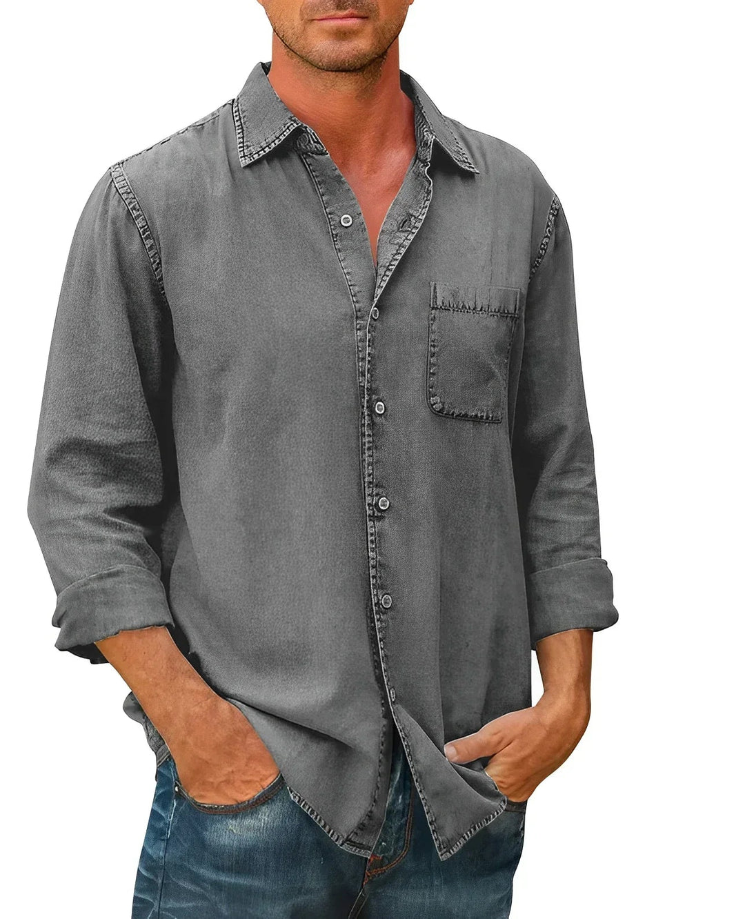 Mens Shirt Breathable Blend Relaxed Fit