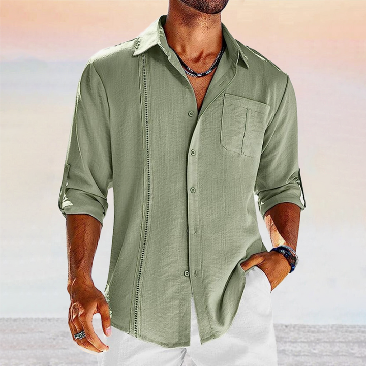 Mens Button-Front Shirt Lightweight Breathable Regular Fit