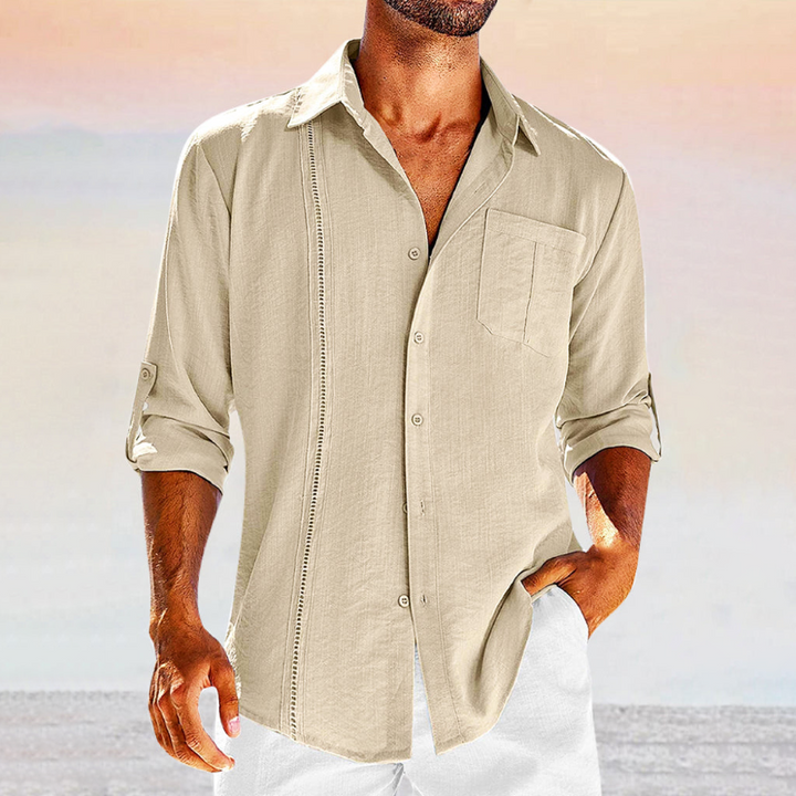 Mens Button-Front Shirt Lightweight Breathable Regular Fit