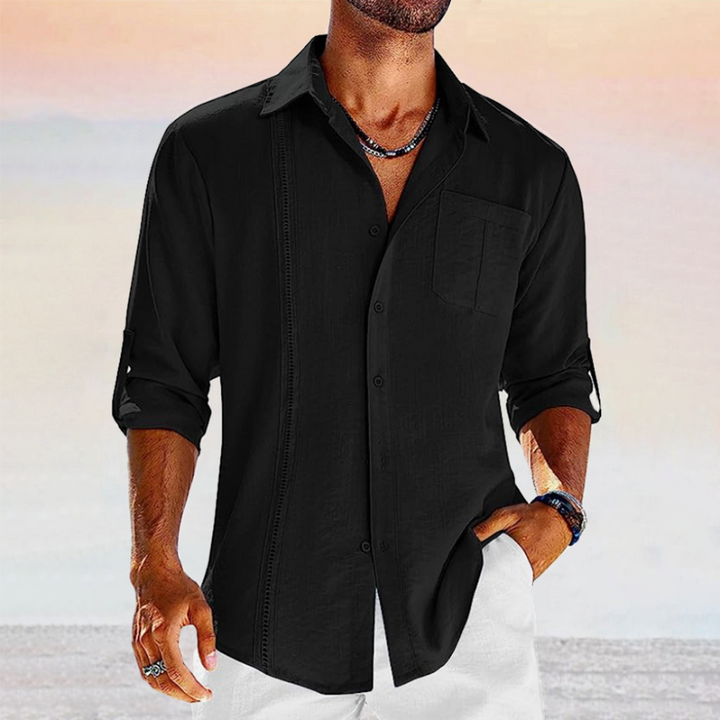 Mens Button-Front Shirt Lightweight Breathable Regular Fit