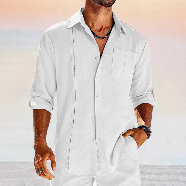 Mens Button-Front Shirt Lightweight Breathable Regular Fit