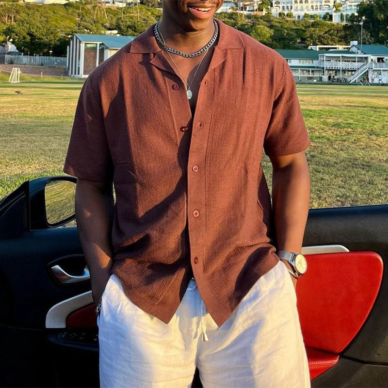 Mens Button-Front Shirt Easy On Off Clean Fit