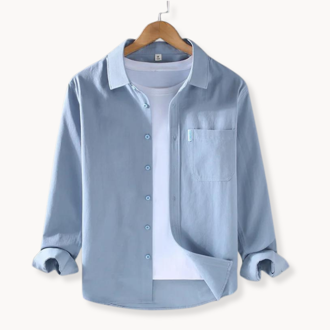 Mens Button-Front Shirt Breathable Flexible Fit - BritishMode