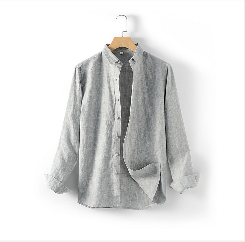 Mens Shirt Cotton Breathable Classic Collar Button Front