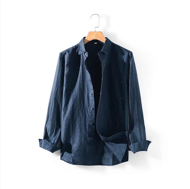 Mens Shirt Cotton Breathable Classic Collar Button Front