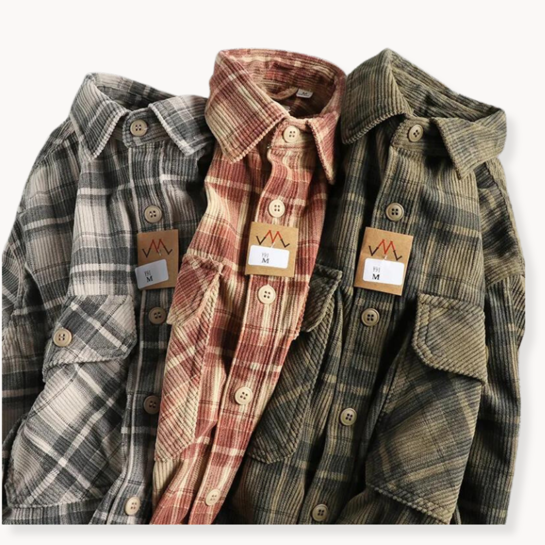 Mens Corduroy Blend Shirt Button Front Relaxed Fit