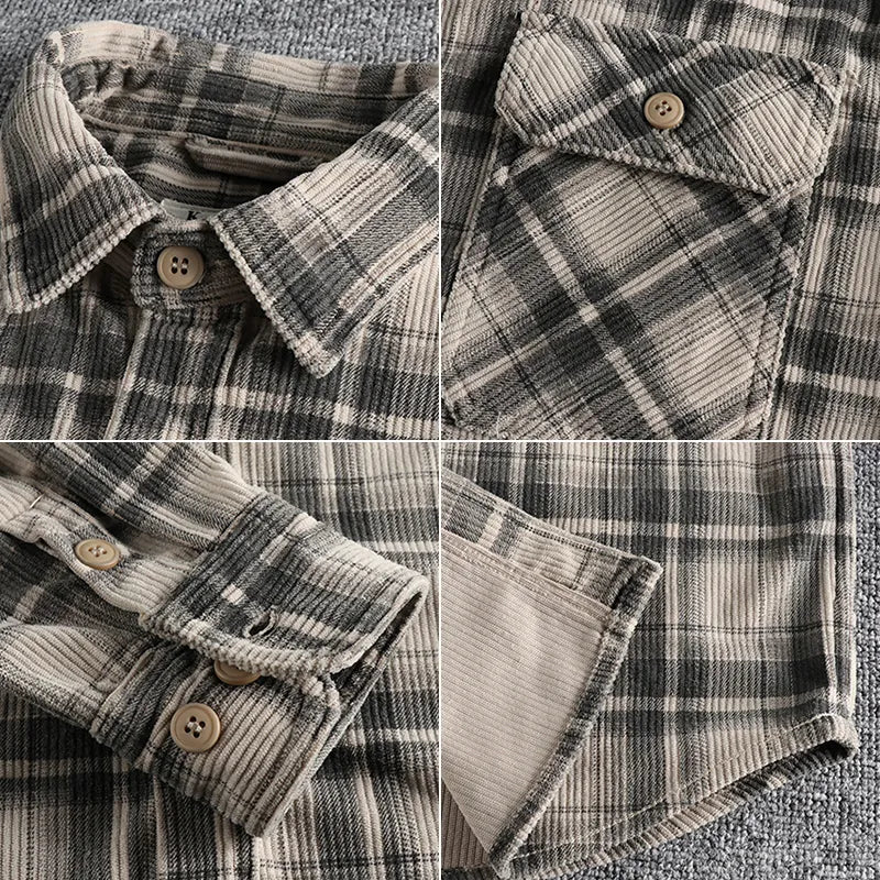 Mens Corduroy Blend Shirt Button Front Relaxed Fit