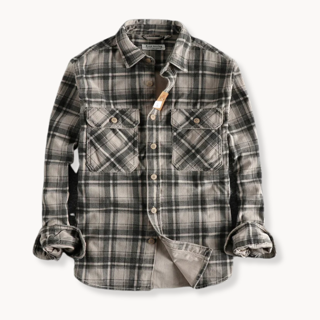 Mens Corduroy Blend Shirt Button Front Relaxed Fit