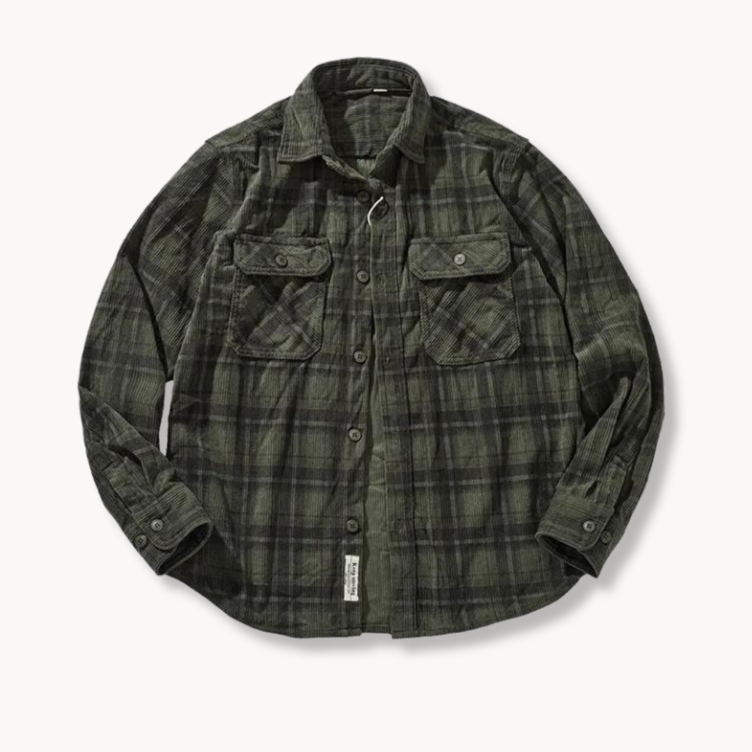 Mens Corduroy Blend Shirt Button Front Relaxed Fit