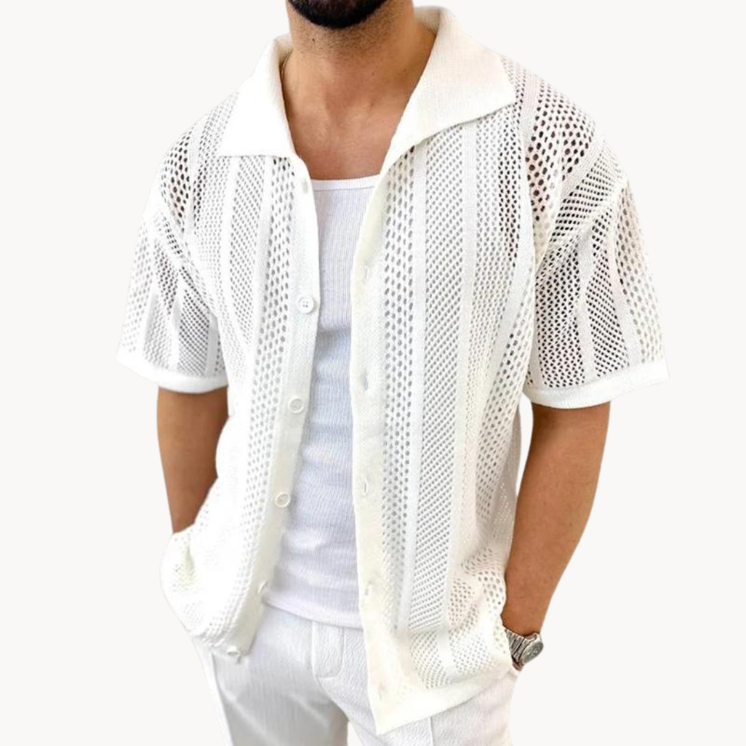 Womens Crochet Shirt Breathable Short Sleeve Cooling