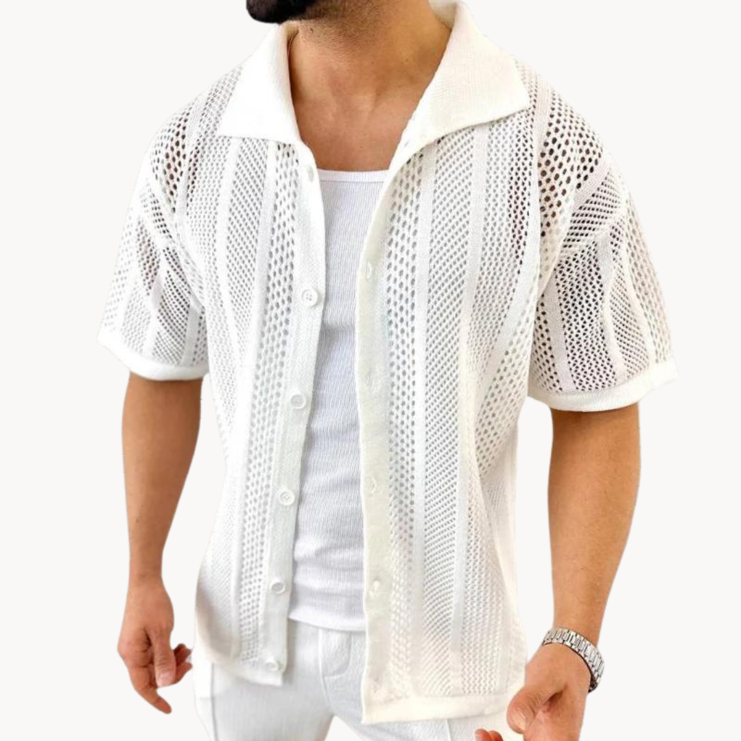 Womens Crochet Shirt Breathable Short Sleeve Cooling