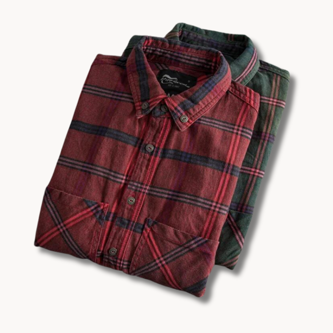 Mens Flannel Blend Shirt Tailored Fit Button Collar