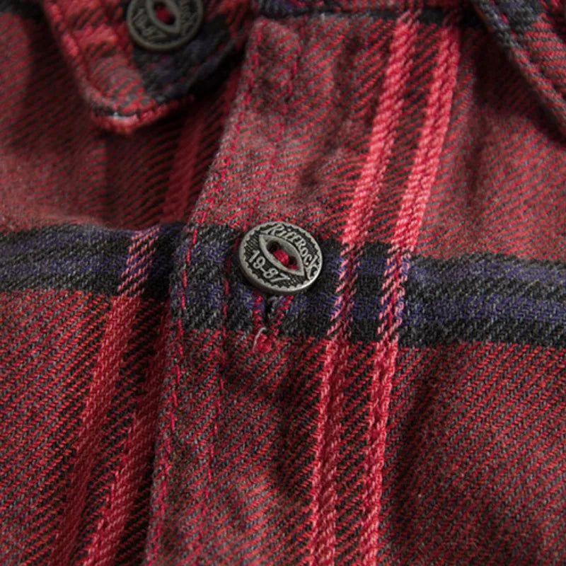 Mens Flannel Blend Shirt Tailored Fit Button Collar