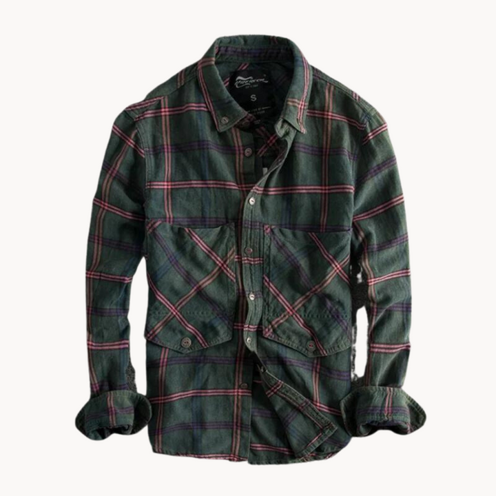 Mens Flannel Blend Shirt Tailored Fit Button Collar
