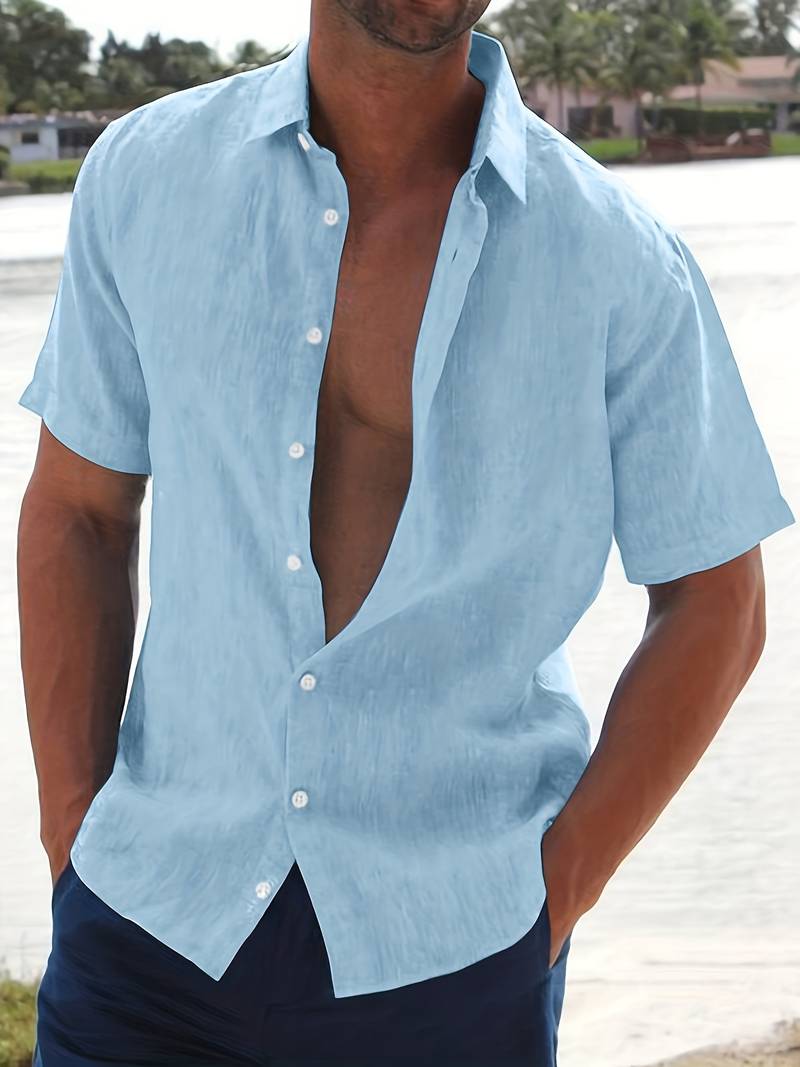 Mens Lightweight Blend Shirt Short Sleeve Relaxed Fit