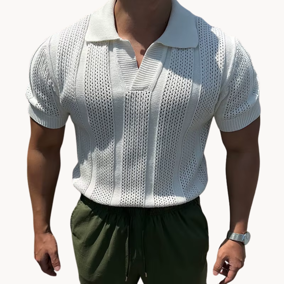 Mens Shirt Mesh Blend Breathable Open Collar