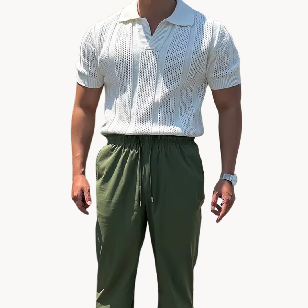 Mens Shirt Mesh Blend Breathable Open Collar