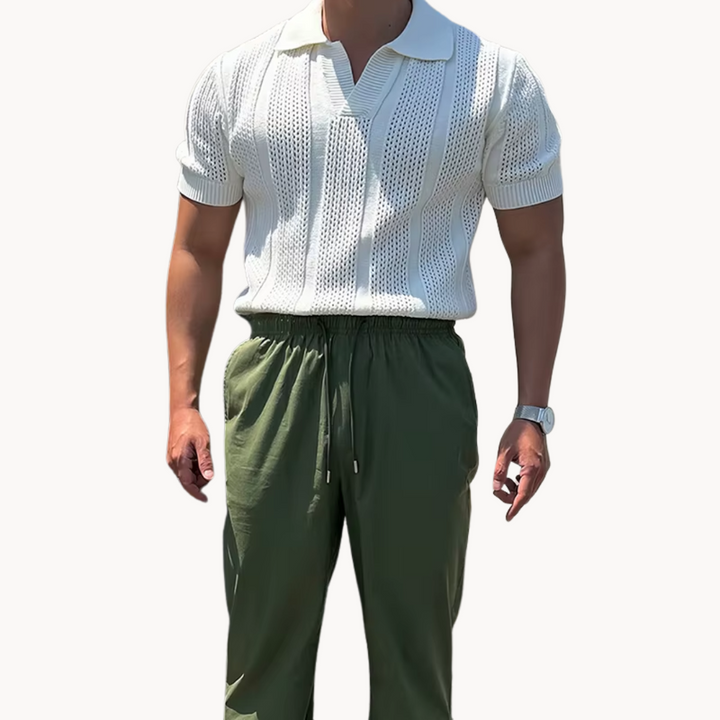 Mens Shirt Mesh Blend Breathable Open Collar