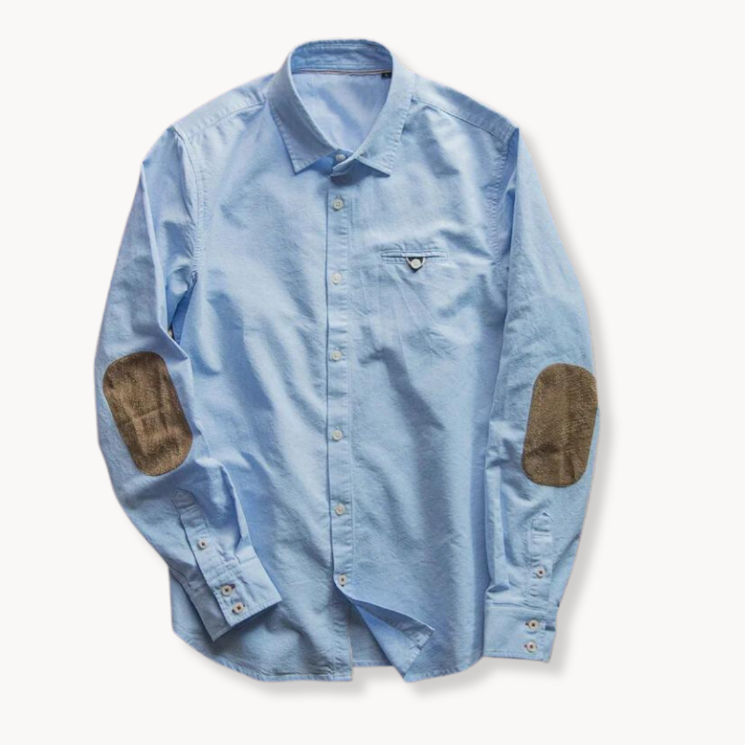 Mens Shirt Soft Blend Patch Detail Regular Fit - BritishMode