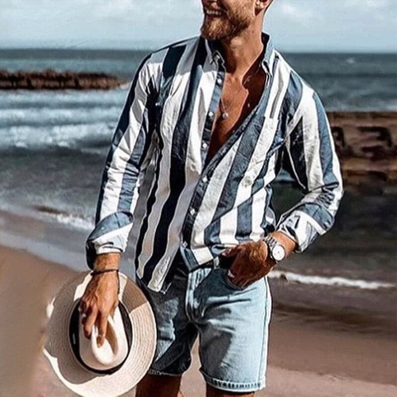 Mens Long Sleeve Shirt Polyester Blend Relaxed Fit