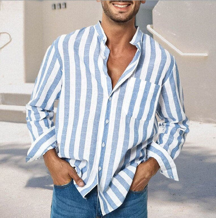 Mens Long Sleeve Shirt Polyester Blend Relaxed Fit - BritishMode