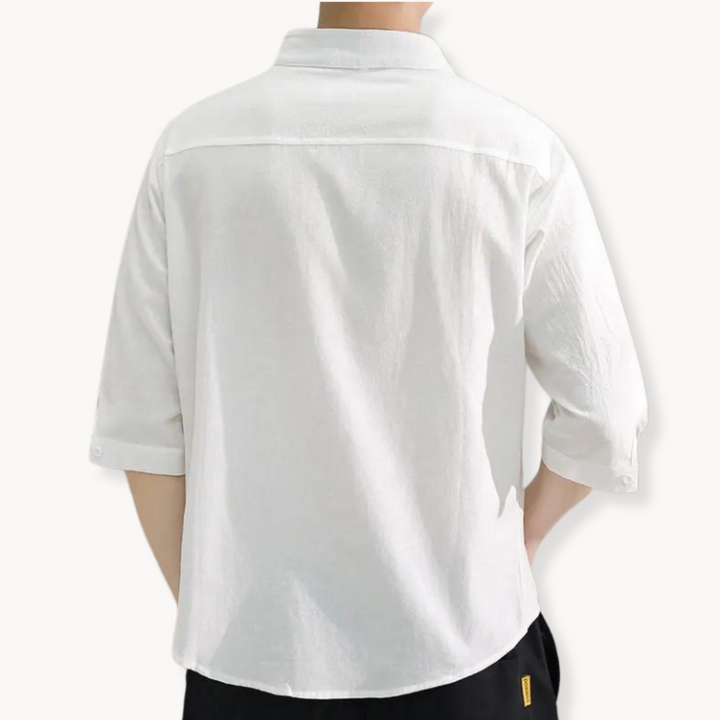 Mens Shirt Polyester Blend Mandarin Collar Slim Fit