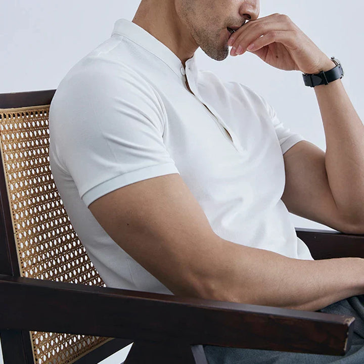 Mens Short Sleeve Shirt Collared Slim Fit Breathable