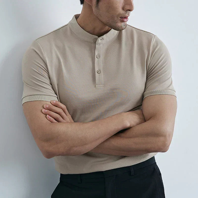 Mens Short Sleeve Shirt Collared Slim Fit Breathable