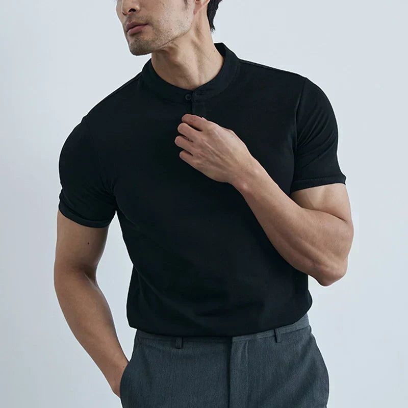 Mens Short Sleeve Shirt Collared Slim Fit Breathable