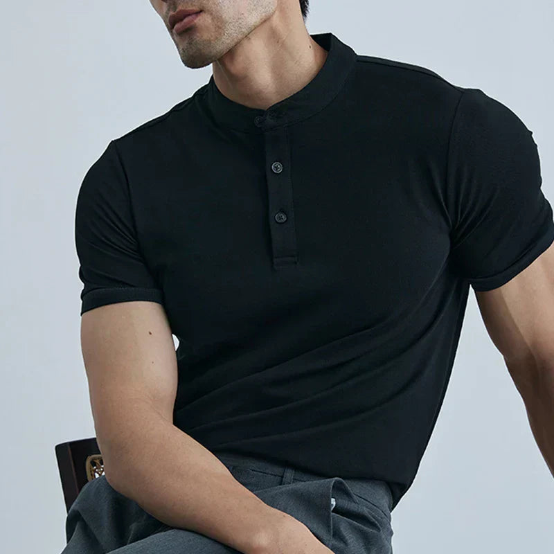 Mens Short Sleeve Shirt Collared Slim Fit Breathable