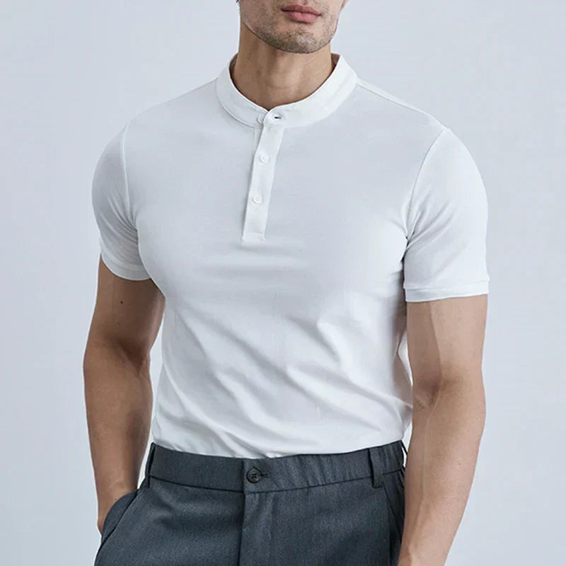 Mens Short Sleeve Shirt Collared Slim Fit Breathable - BritishMode