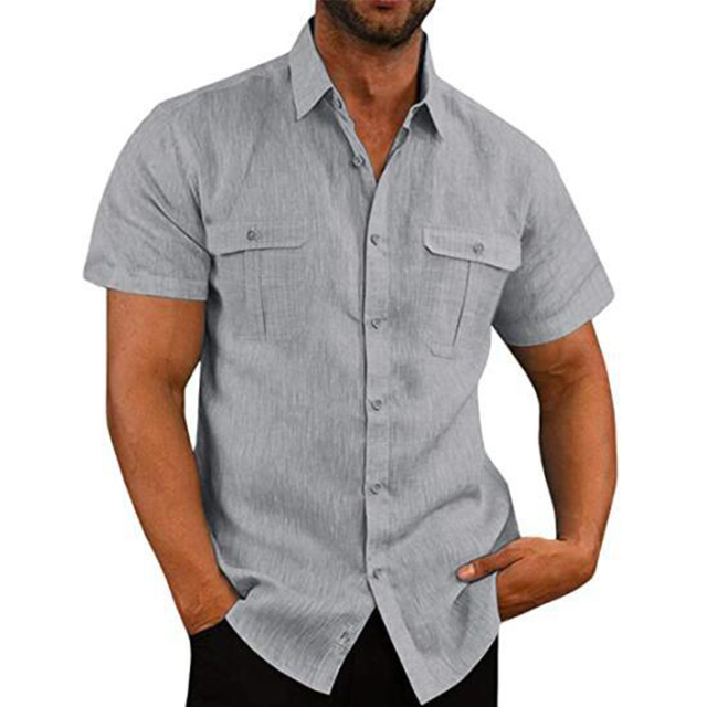 Mens Short Sleeve Shirt with Two Pockets Breathable Fit