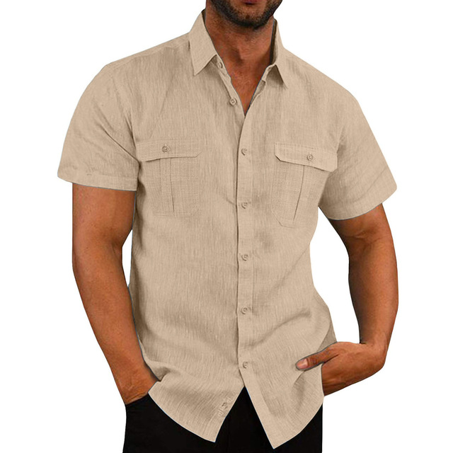 Mens Short Sleeve Shirt with Two Pockets Breathable Fit