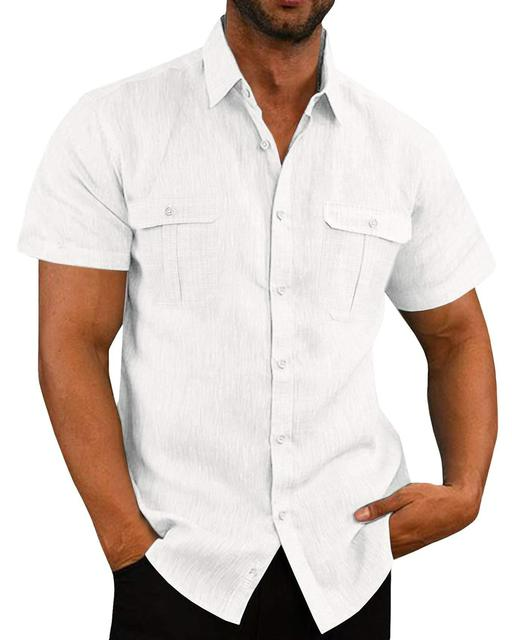 Mens Short Sleeve Shirt with Two Pockets Breathable Fit